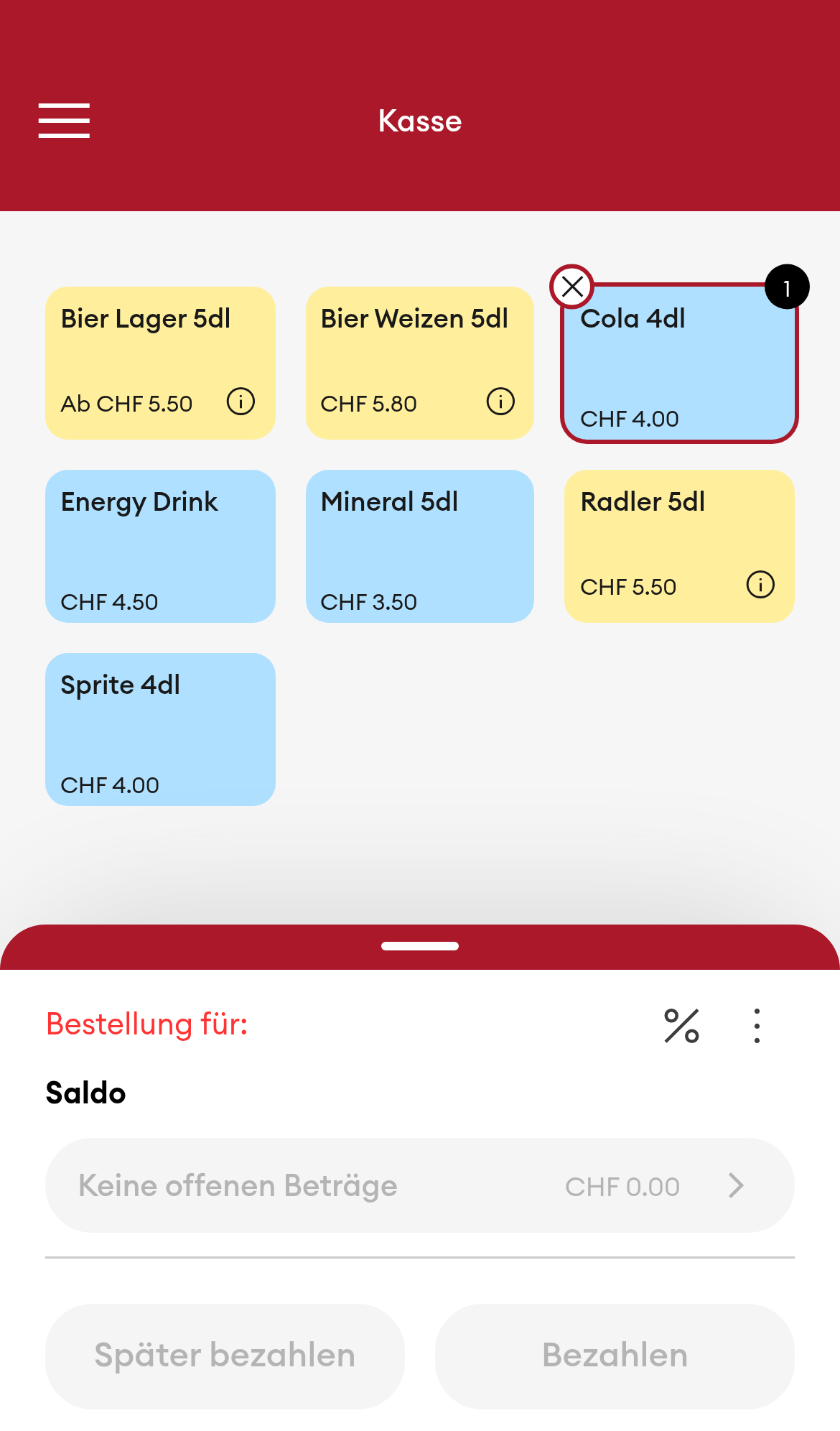 Mobile Kasse - Warenkorb mit Artikel (Mobile)