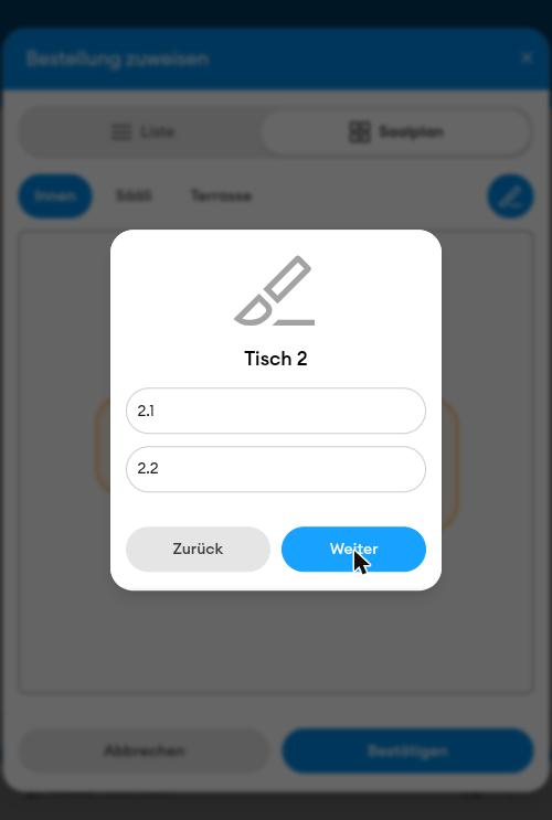 Namen der Untertische festlegen (mobil)