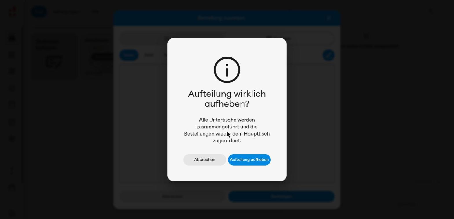Rückfrage vor dem Aufheben der Aufteilung
