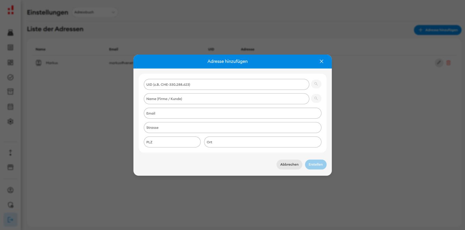 Dialog "Adresse hinzufügen"