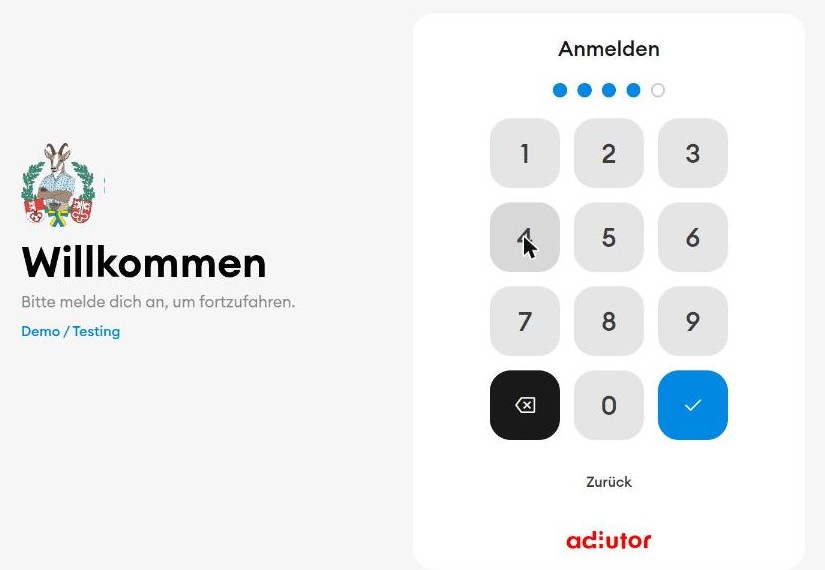 PIN-Eingabefeld zur Anmeldung