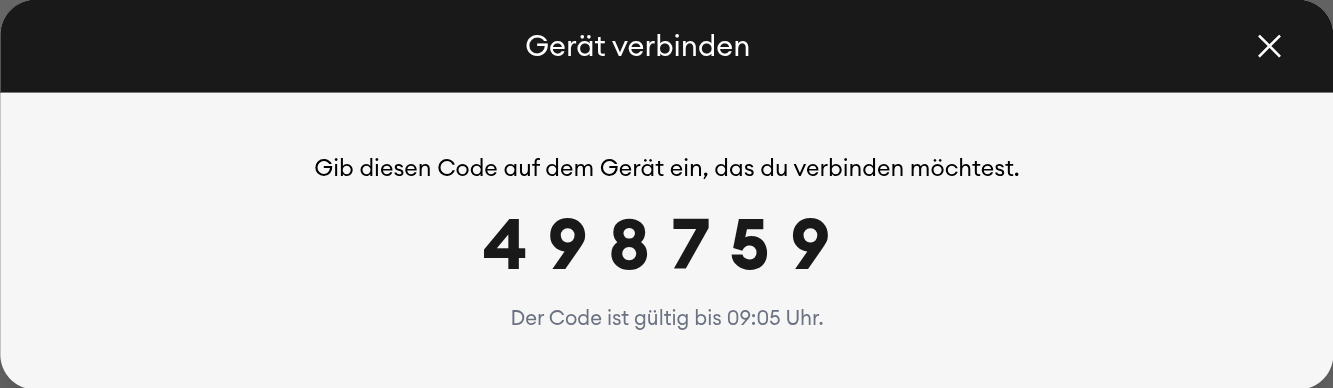 Angezeigter Verbindungscode