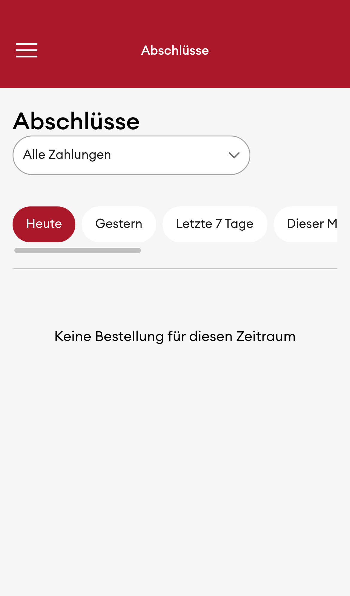 Abschlüsse - Zahlungsübersicht (Mobile)
