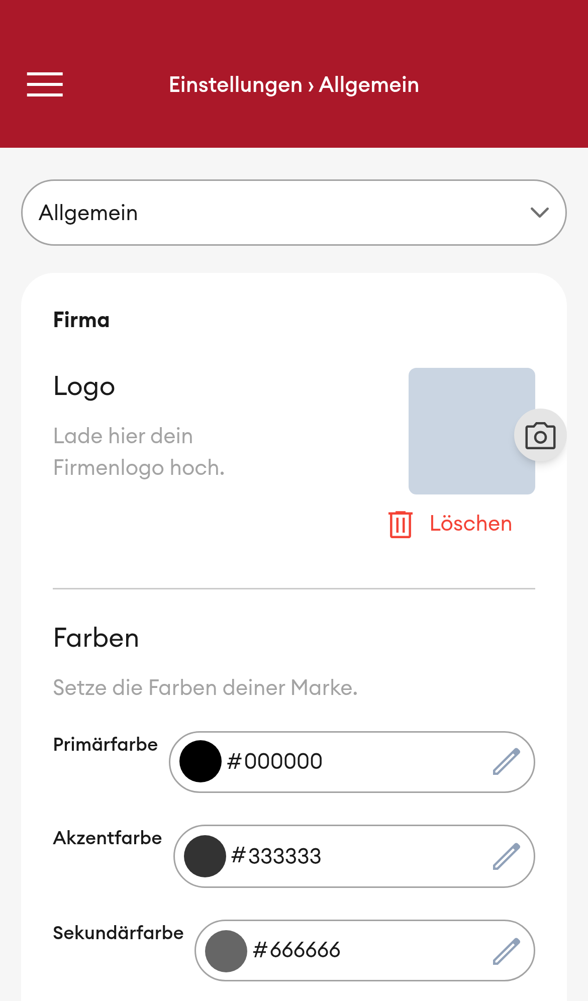 Einstellungen > Allgemein (Mobile)