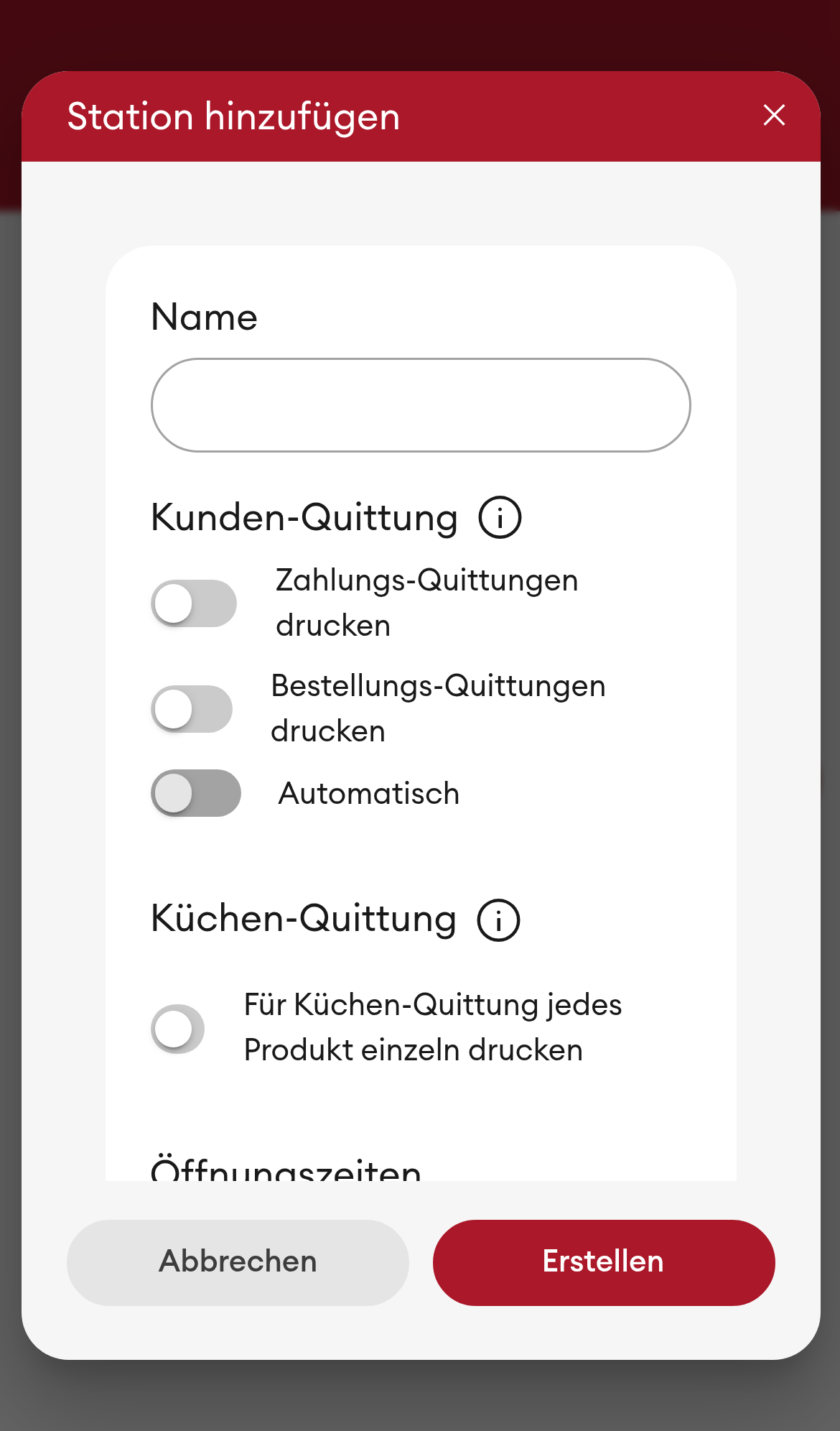 Station hinzufügen - Dialog (Mobile)